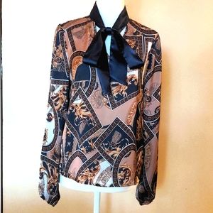 Shein Silky Bow Tie Blouse